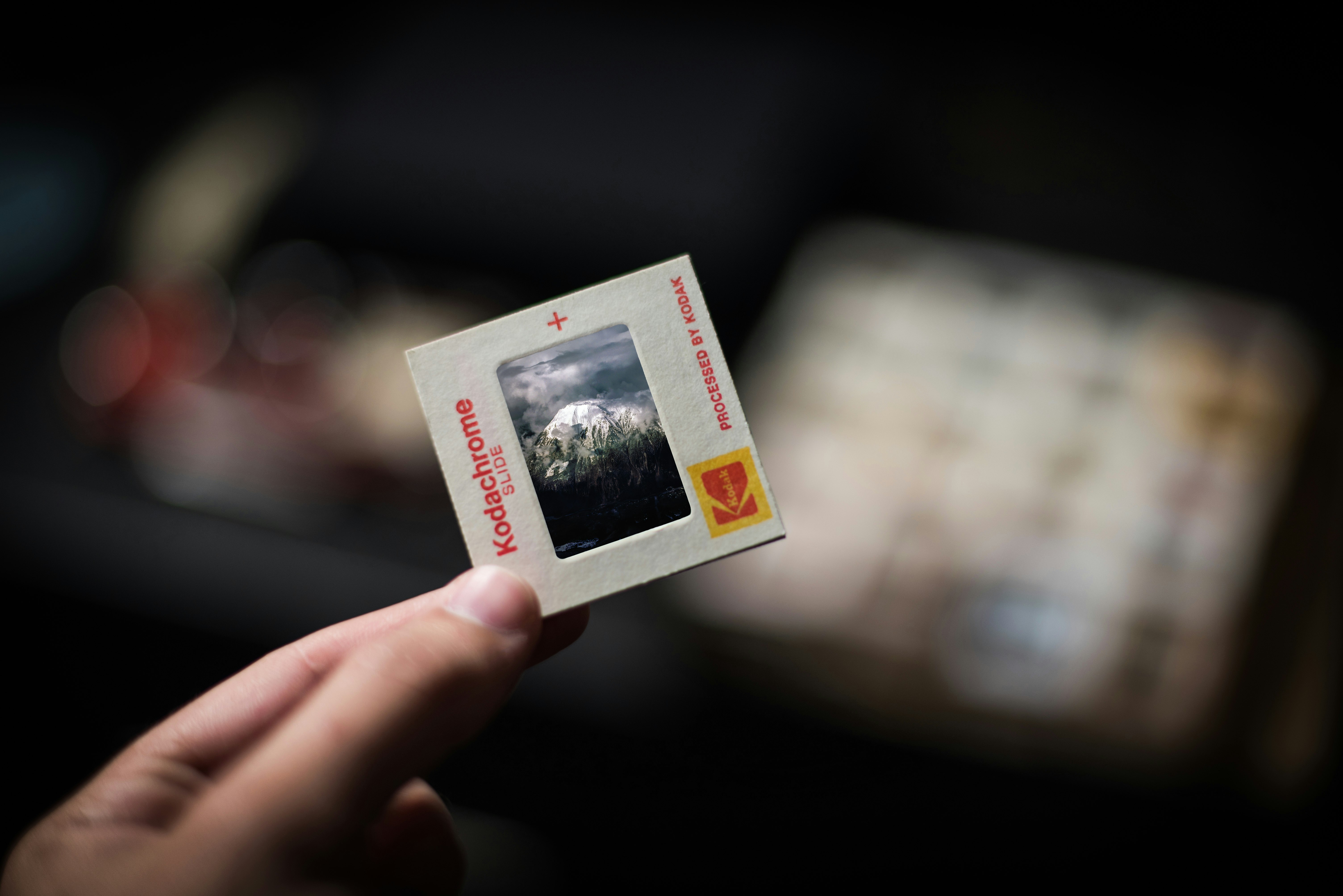 person holding white Kodachrome box